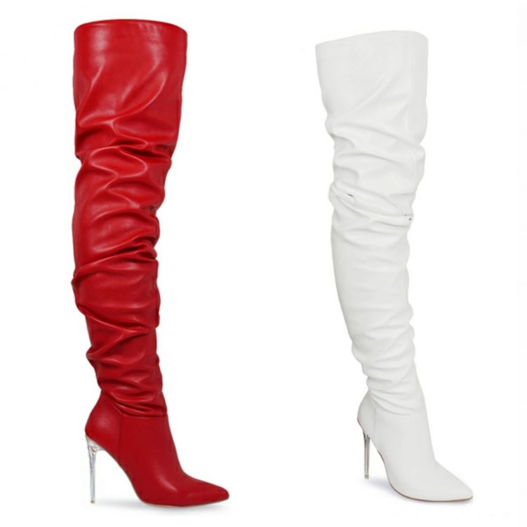 PARTY MODE CLEAR HEELS THIGH HIGH BOOTS