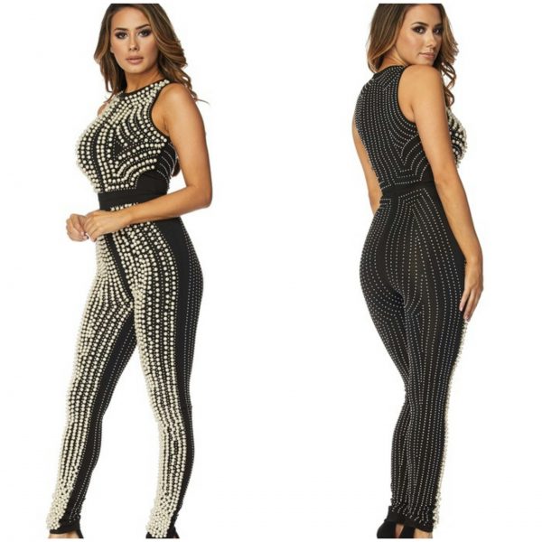 shimmer sequin jeweled rhinestone jumpsuit