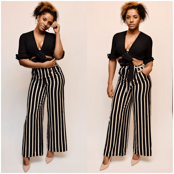 high waisted striped palazzo pants