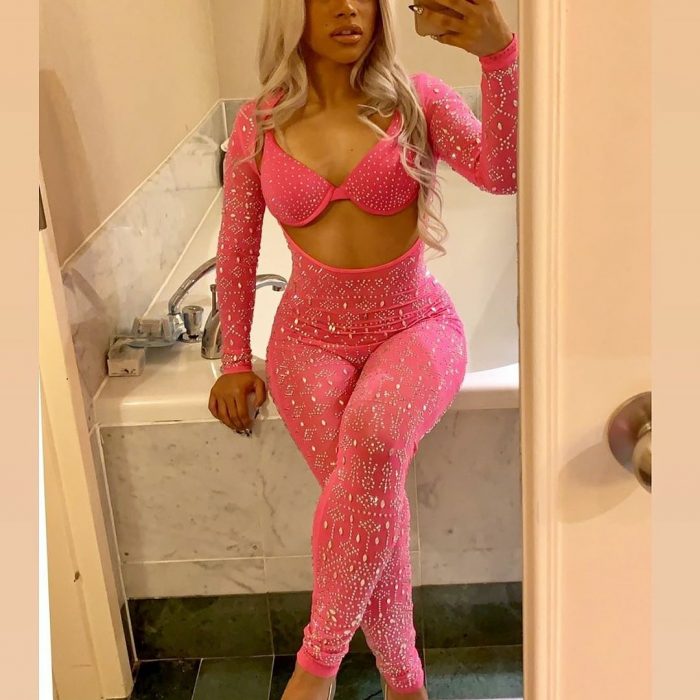 pink rhinestone jumpsuit