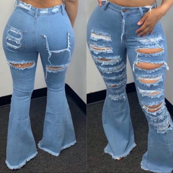 light denim distressed jeans