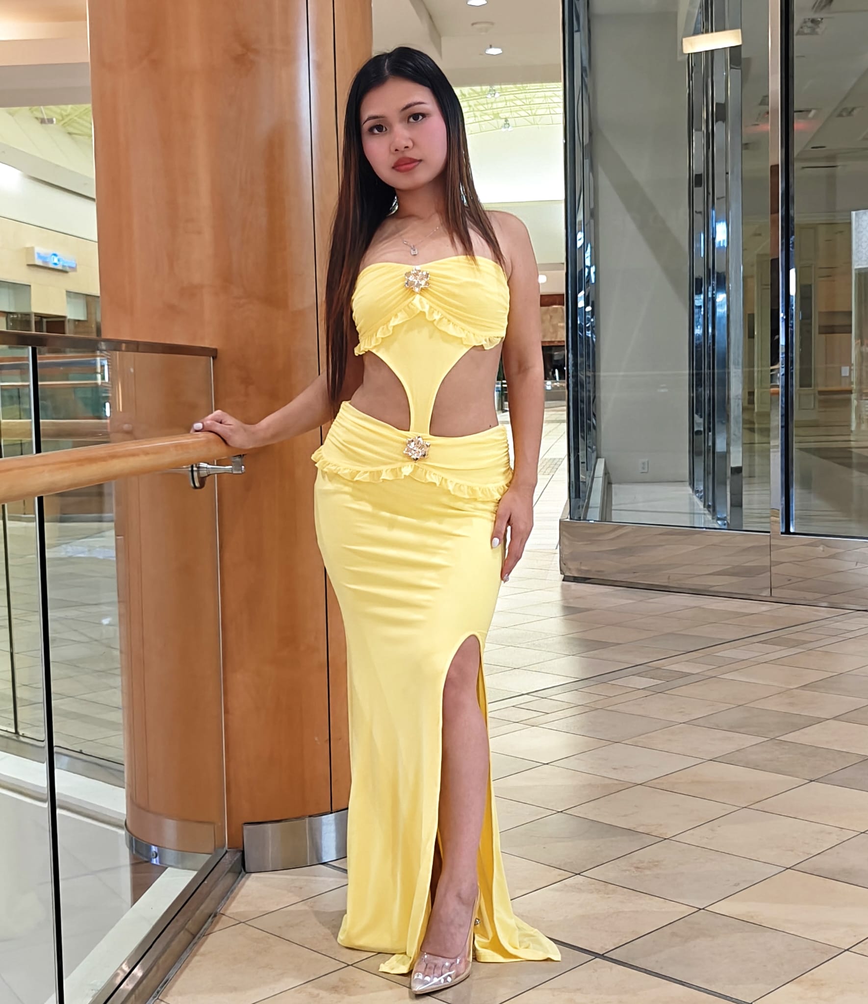 BAHIA SUNFLOWER  HIGH SPLIT DRESS