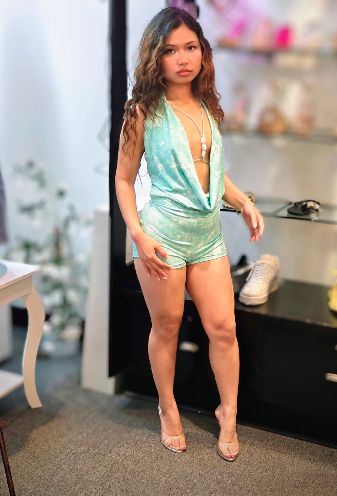 FIRST DATE FABULOUS SPOTTED ROMPER